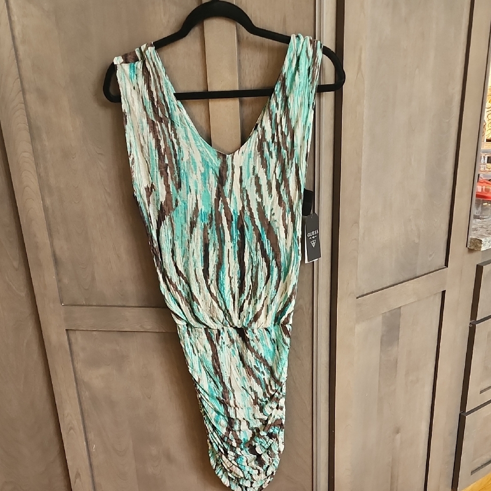 Guess Turquoise and Brown Patterned Dress